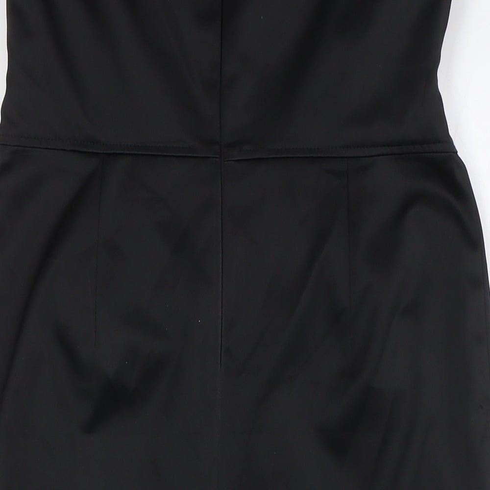 Topshop Womens Black Polyester A-Line Size 12 Off the Shoulder Zip