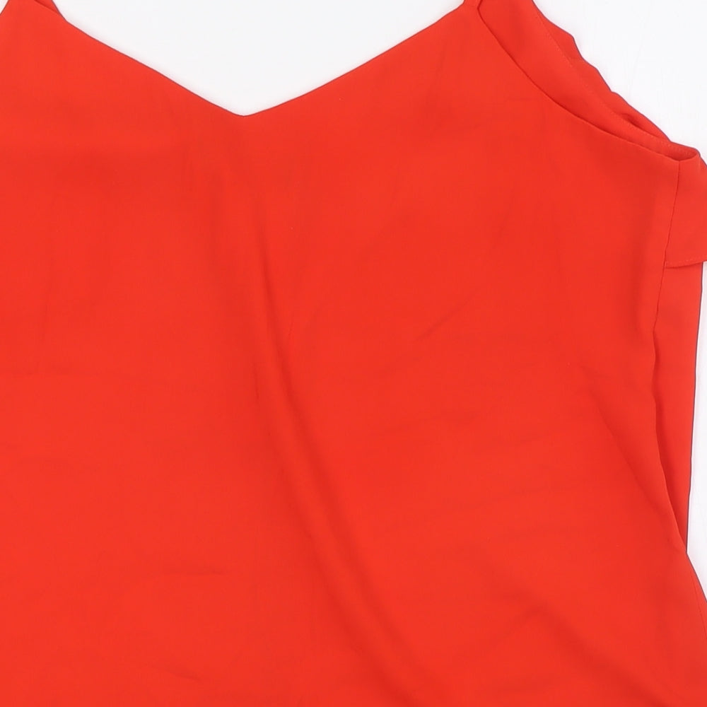 Dorothy Perkins Womens Orange Polyester Camisole Button-Up Size 16 V-Neck - Ruffles