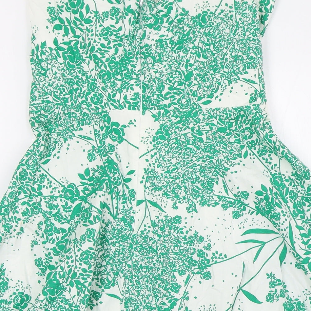 ASOS Womens Ivory Floral Cotton A-Line Size 8 Off the Shoulder Zip - Bodice Top