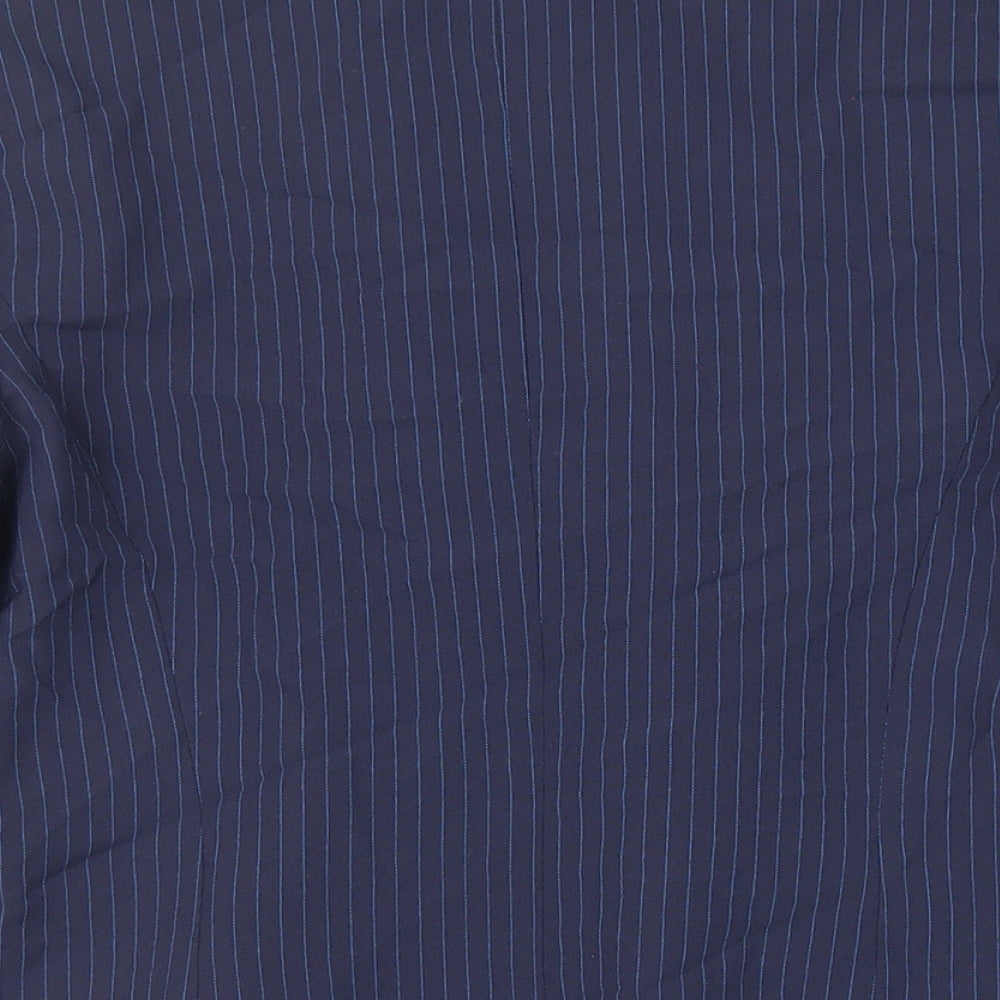 Etam Womens Blue Striped Jacket Blazer Size 12 Button