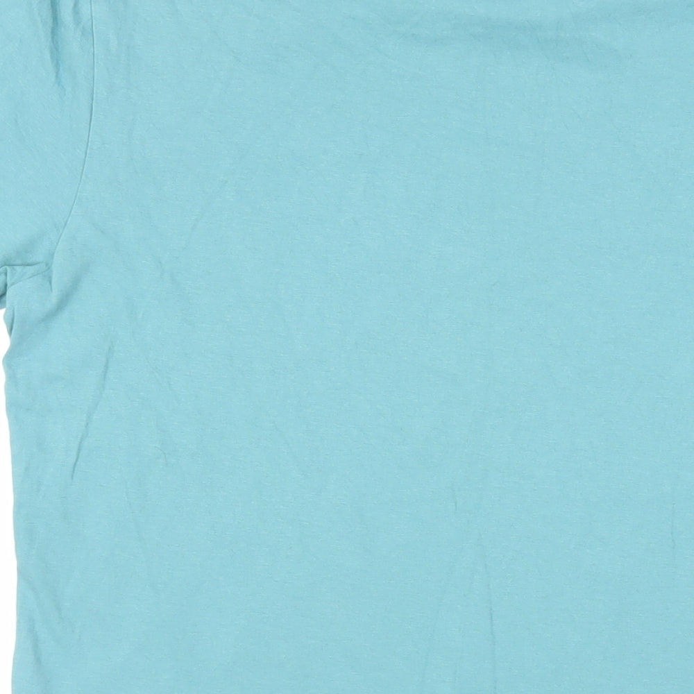 Marks & Spencer Mens Blue Cotton T-Shirt Size S Crew Neck - Bicycle Print