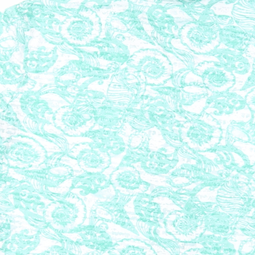 Marks & Spencer Womens Green Paisley Cotton Basic Button-Up Size 18 Collared