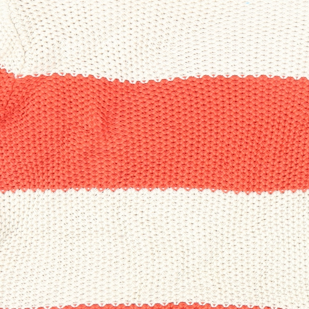 Marks & Spencer Womens Red Round Neck Striped Cotton Pullover Jumper Size 12