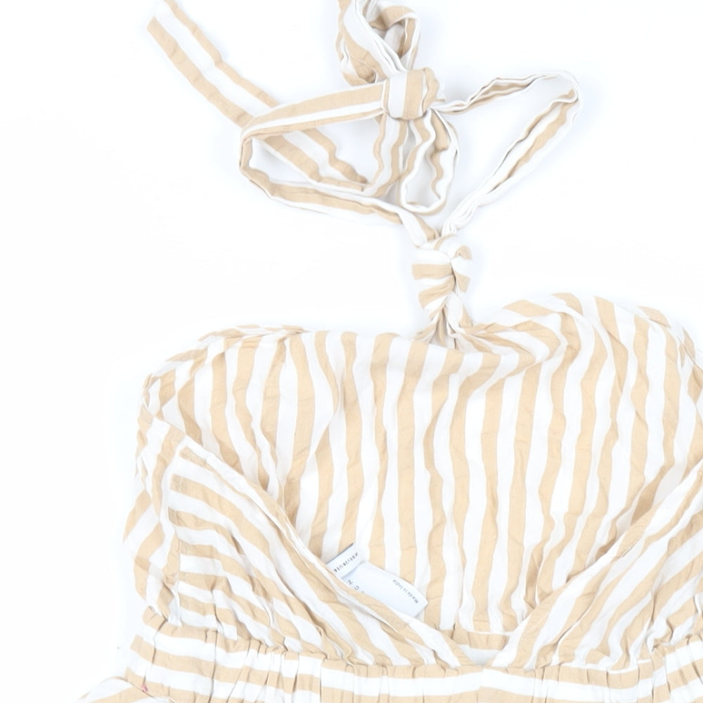 ASOS Womens Beige Striped Cotton Basic Blouse Size 10 Halter - Backless