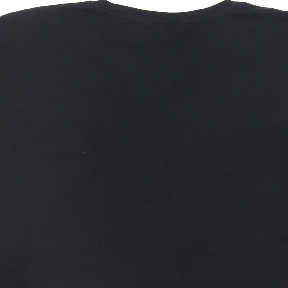 New Look Womens Black Cotton Basic T-Shirt Size 8 Crew Neck - Heart