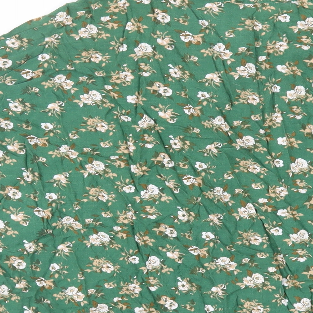 Woodpecker Womens Green Floral Viscose Basic Button-Up Size 20 Collared - Size 20-22