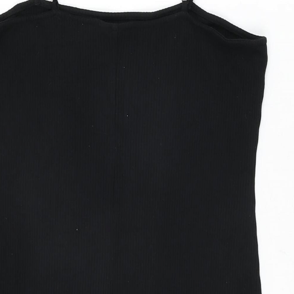 ASOS Womens Black Floral Viscose Mini Size 14 Square Neck Pullover