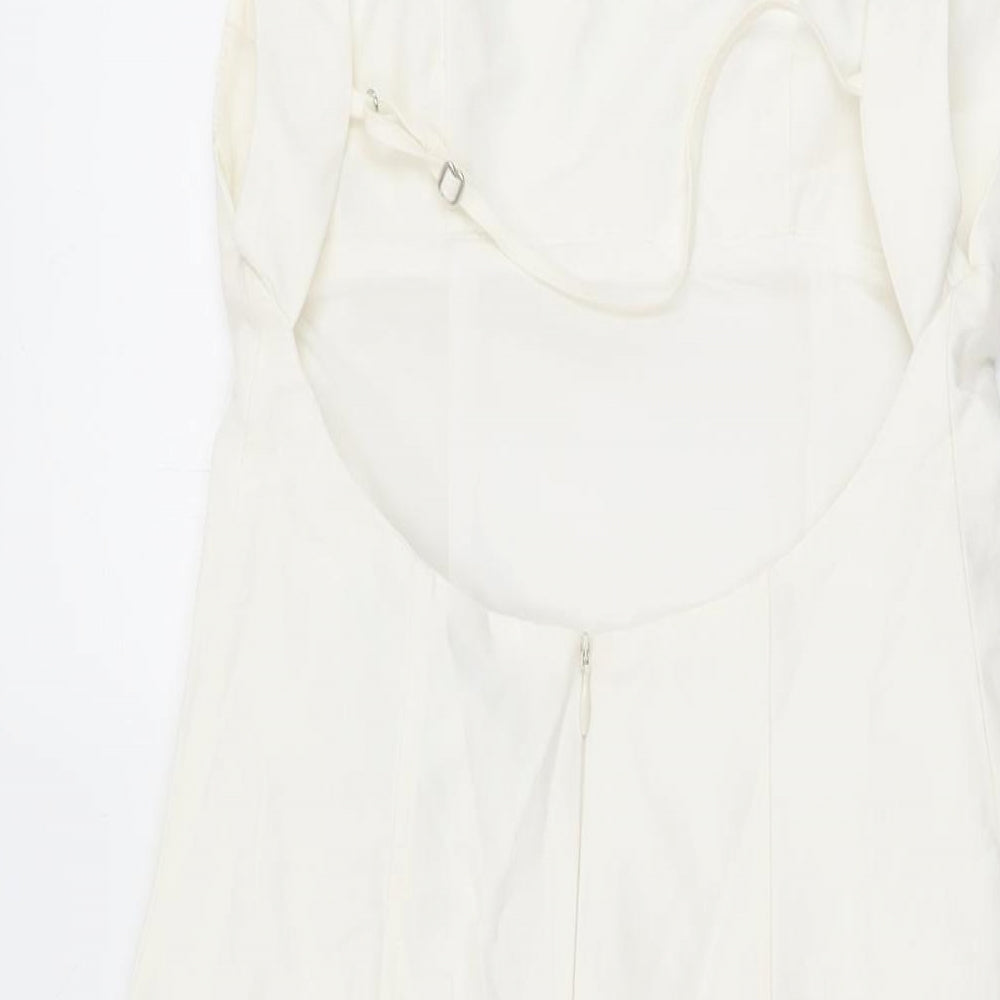 Zara Womens White Polyester Bodycon Size XS Square Neck Zip