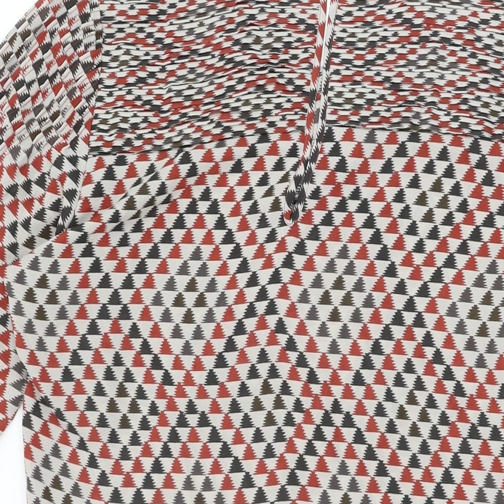 Pepe Jeans Womens Beige Geometric Polyester Shift Size M Round Neck Button