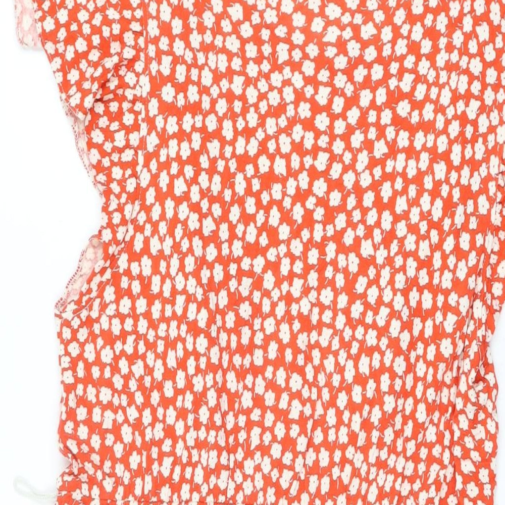 H&M Womens Red Floral Viscose A-Line Size M Round Neck Pullover