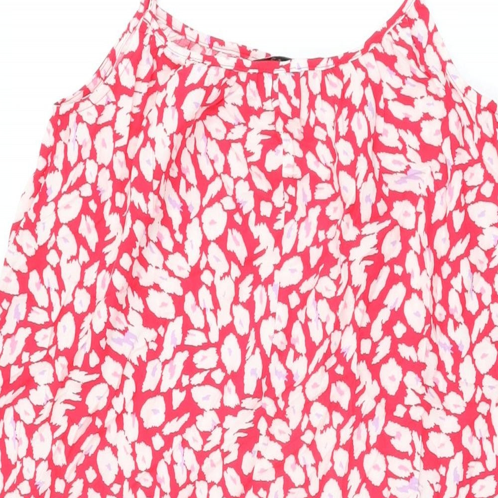 Marks & Spencer Womens Red Geometric Viscose Shift Size 6 Scoop Neck Pullover