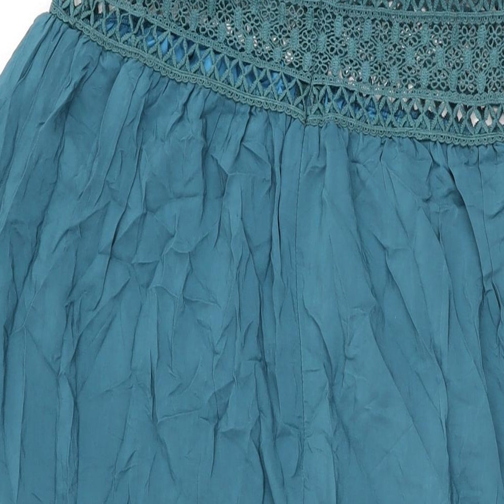Cider Womens Blue Cotton Maxi Size XL V-Neck Pullover