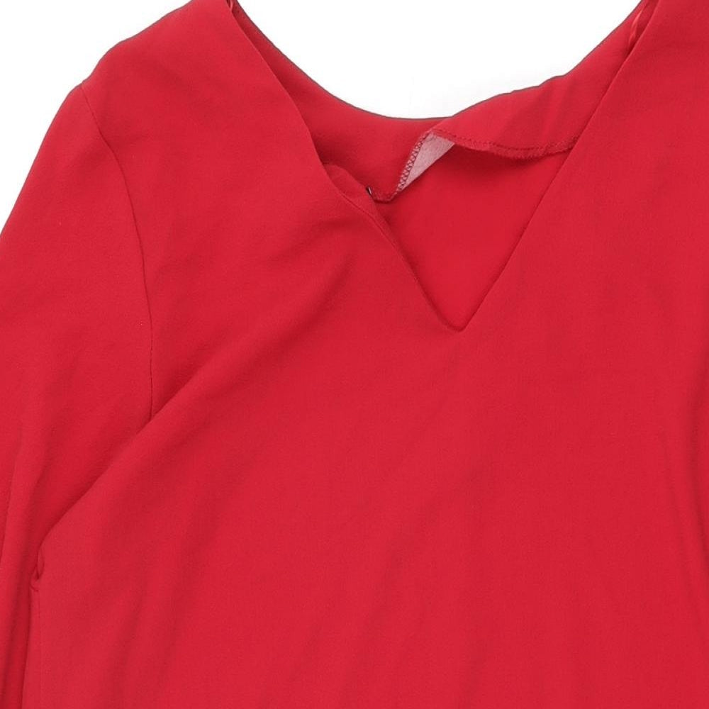 New Look Womens Red Polyester Shift Size 14 Round Neck Pullover