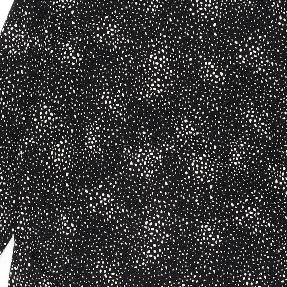 Marks & Spencer Womens Black Geometric Viscose Bodycon Size 12 Round Neck Pullover