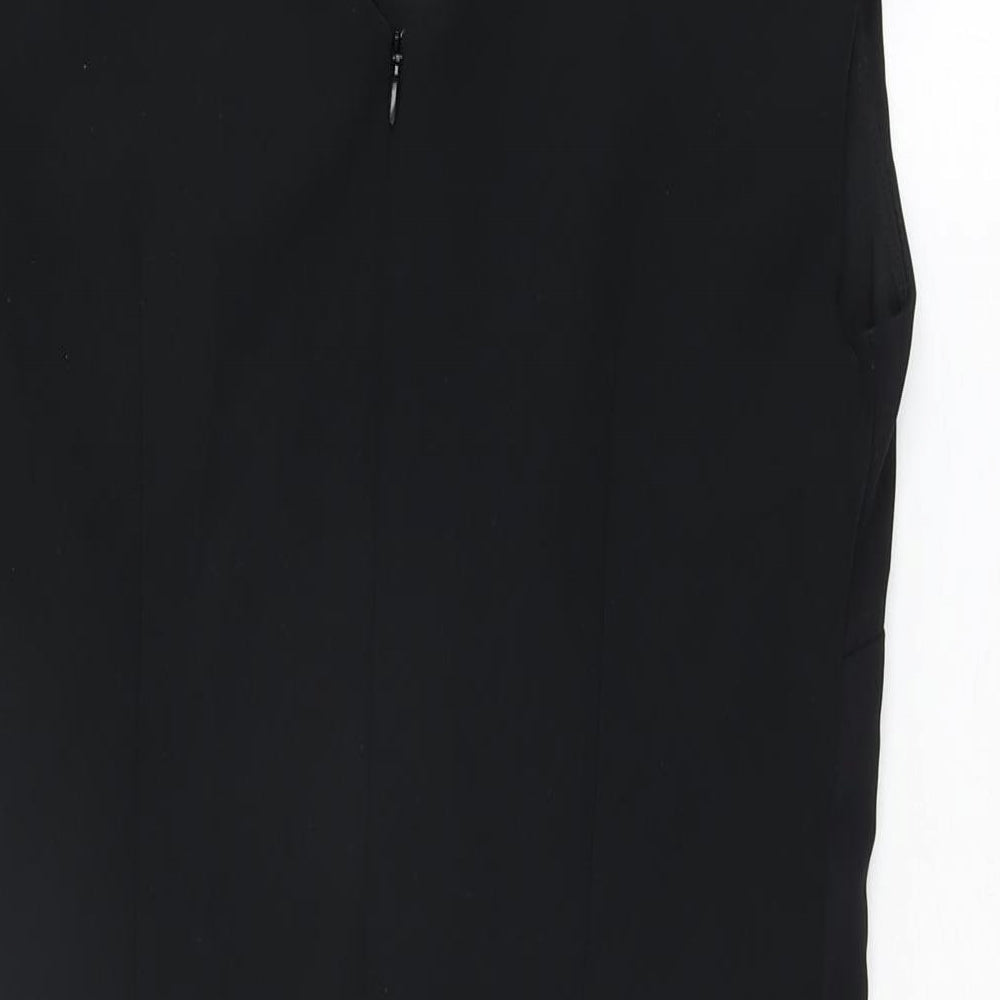 Roman Womens Black Floral Polyester Bodycon Size 12 Boat Neck Zip