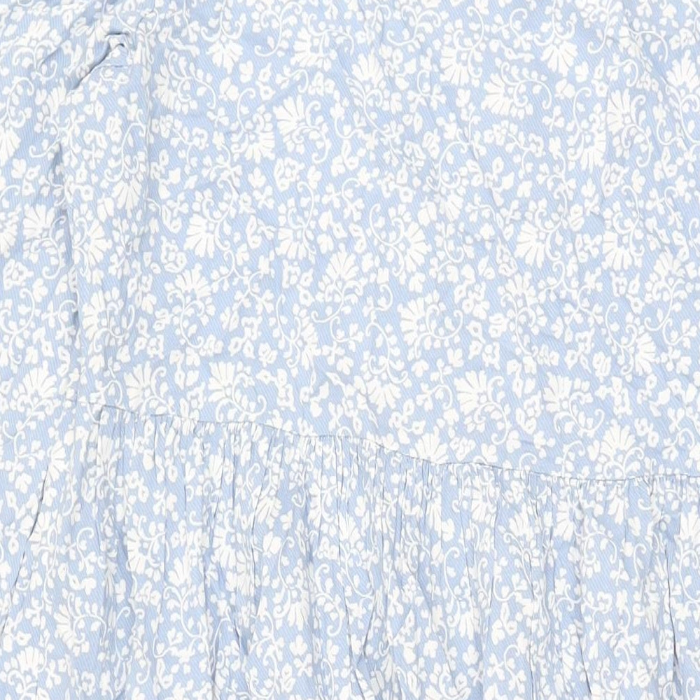 Marks & Spencer Womens Blue Floral Viscose A-Line Size 22 V-Neck Pullover