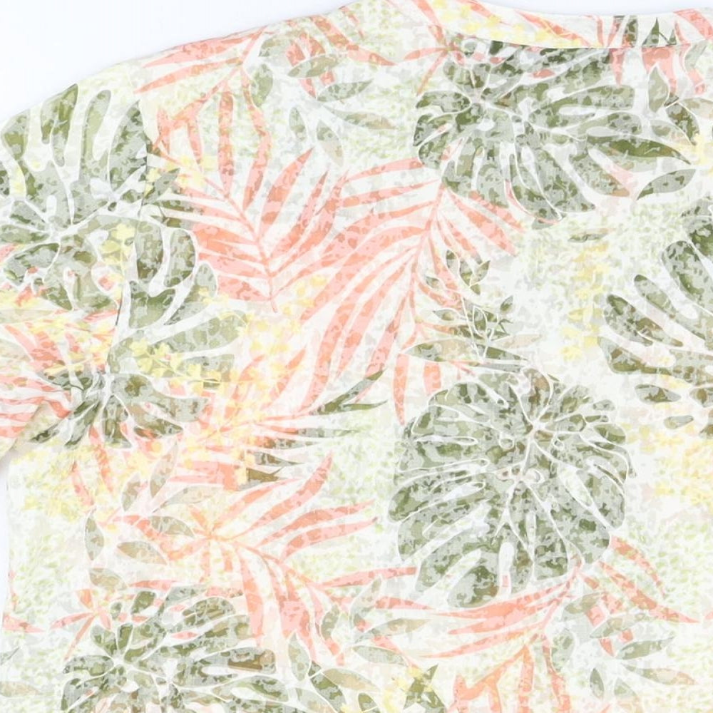 Isle Womens Multicoloured Geometric Cotton Basic Button-Up Size 10 V-Neck