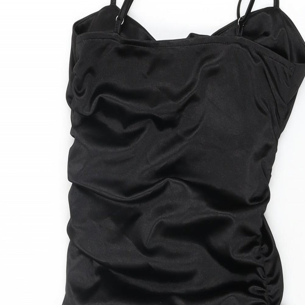Quiz Womens Black Polyester Bodycon Size 6 V-Neck Zip