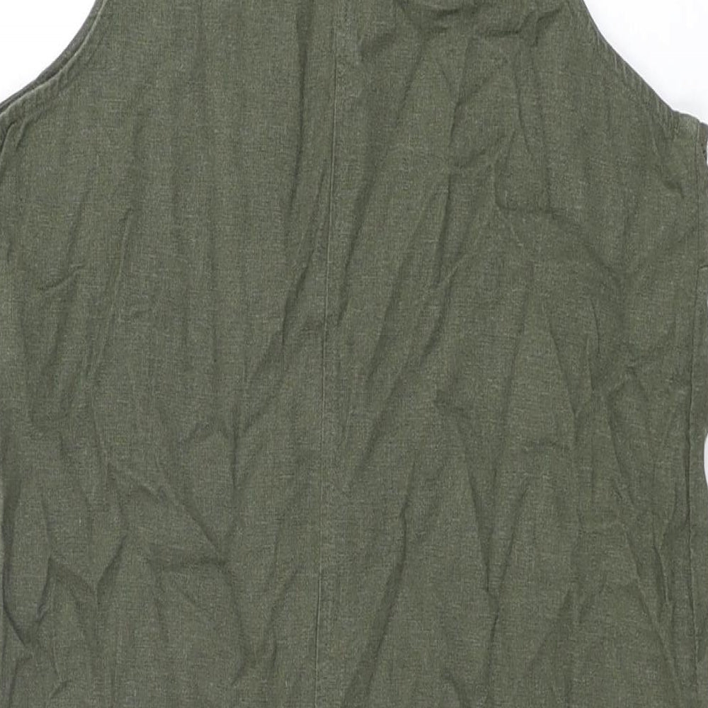 Marks & Spencer Womens Green Linen Shift Size 8 Round Neck Button