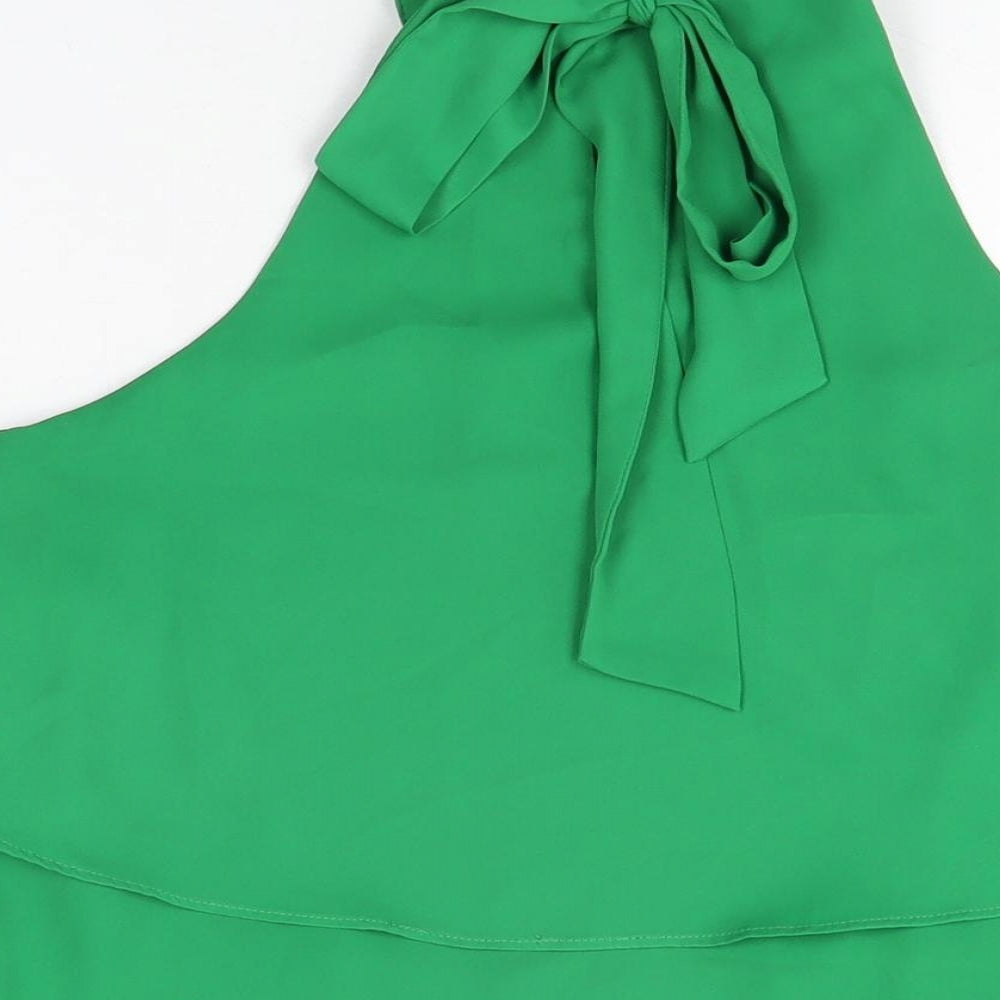 Zara Womens Green Polyester Basic Blouse Size XS Round Neck