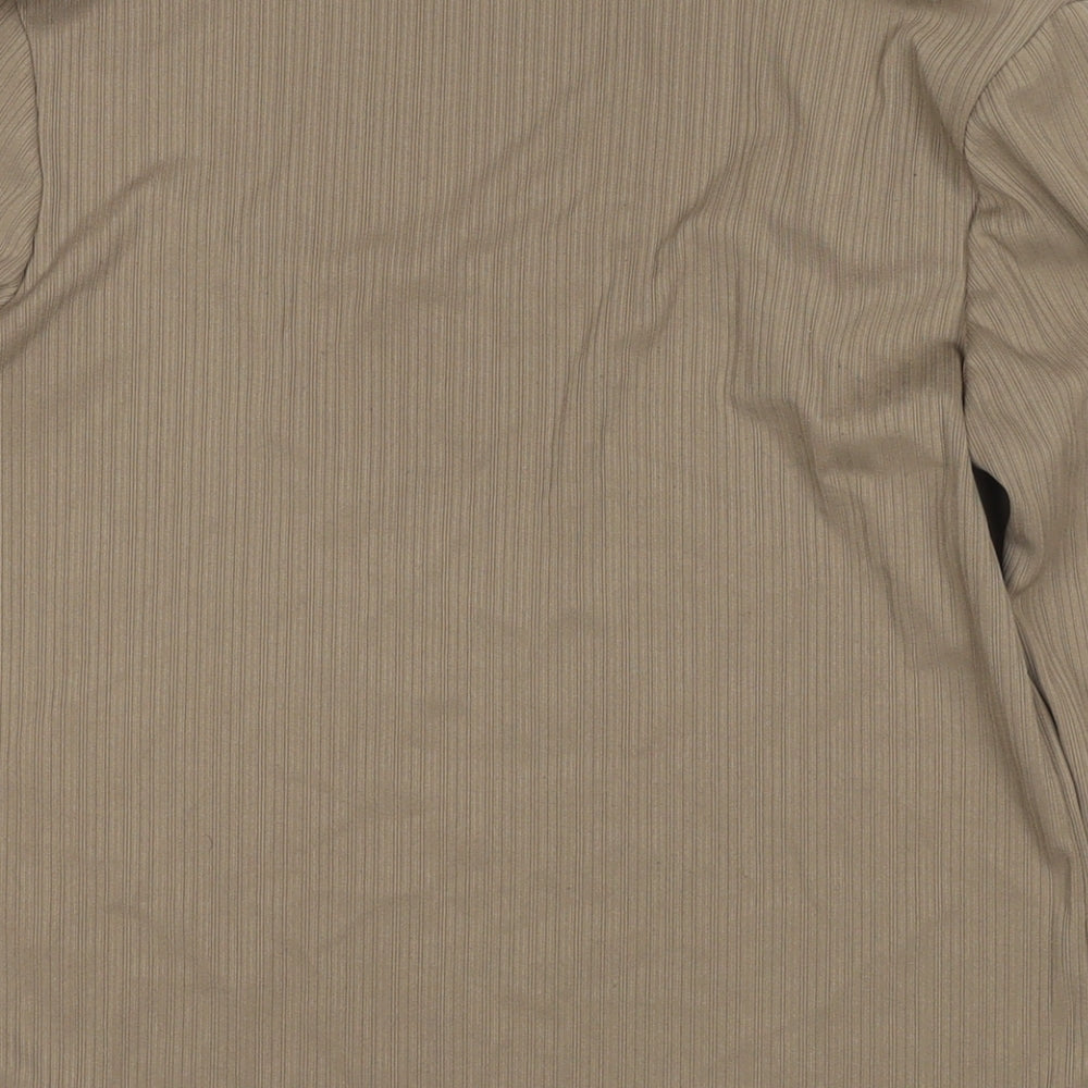 NEXT Womens Brown Polyester Basic T-Shirt Size 14 Square Neck