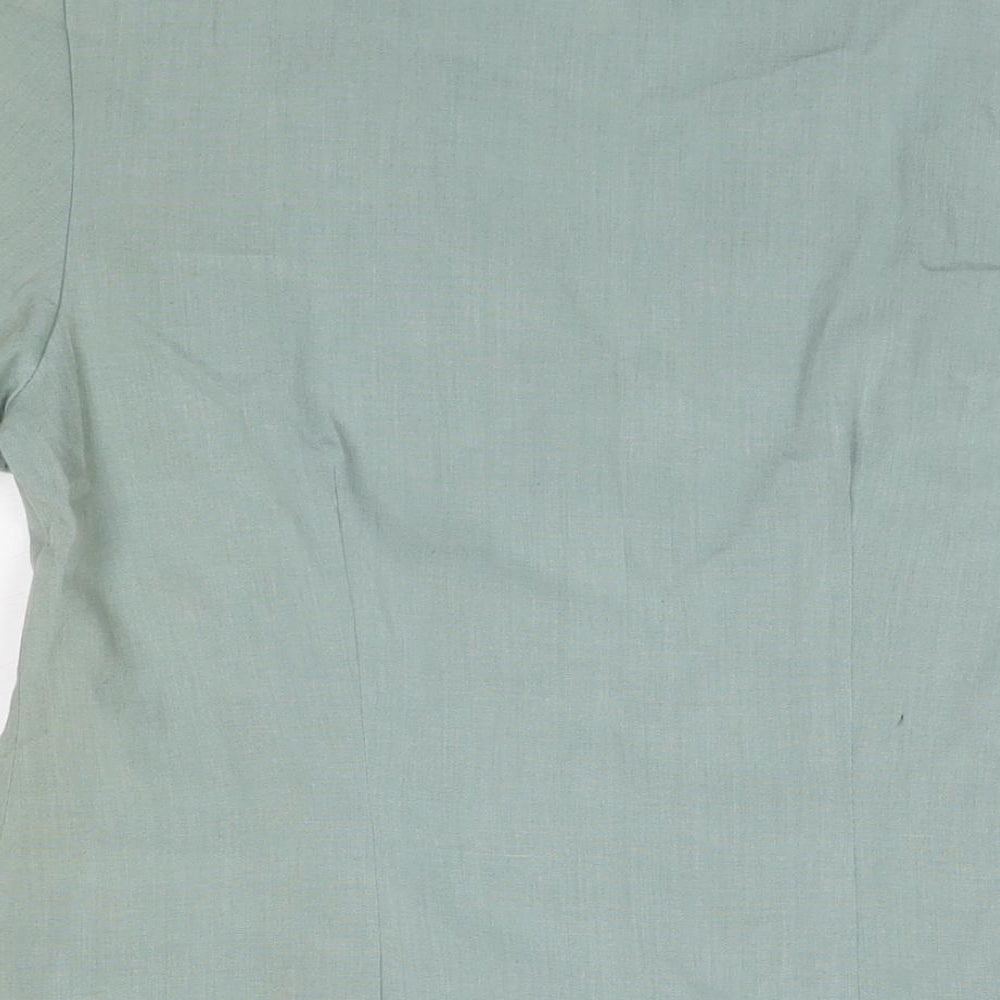 Dorothy Perkins Womens Blue Polyester Basic Button-Up Size 14 V-Neck - Shoulder Pads