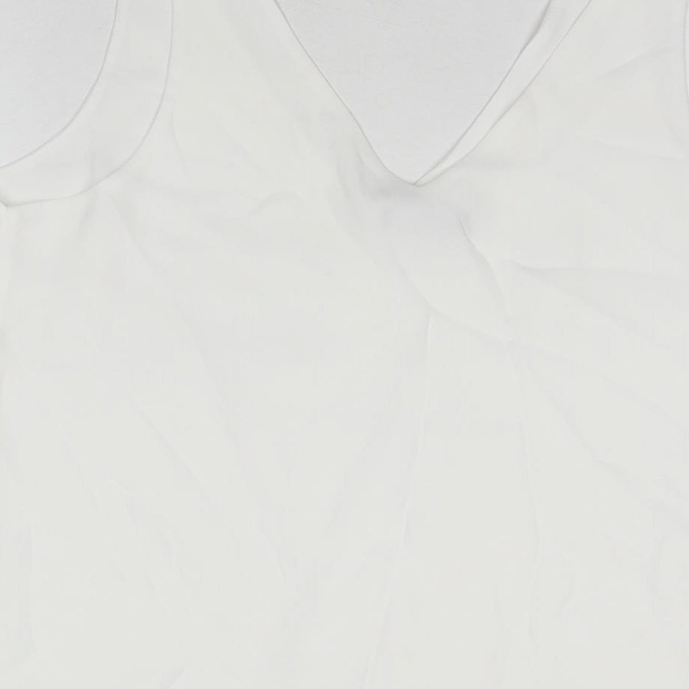 Wallis Womens White Polyester Basic Tank Size 10 V-Neck