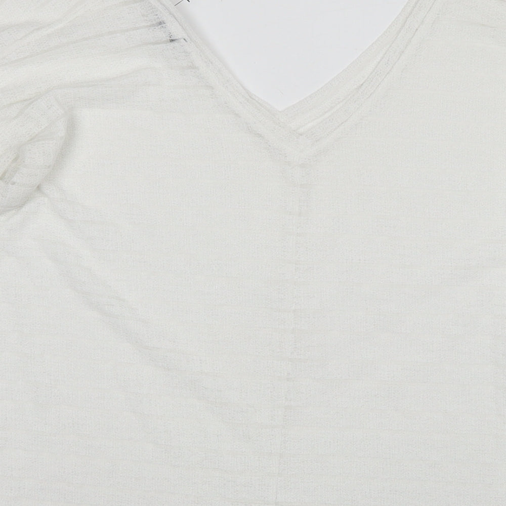 NEXT Womens White Polyester Basic Blouse Size 12 V-Neck