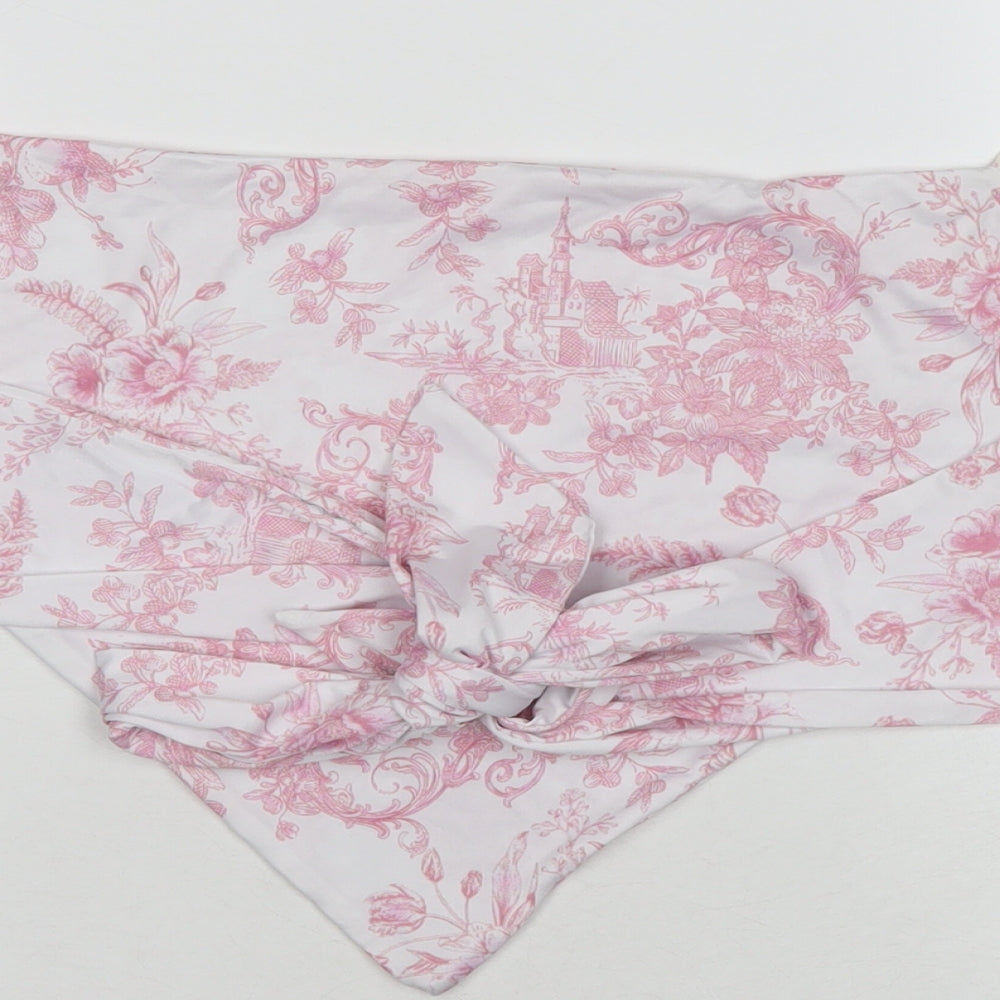 Missguided Womens White Floral Polyester Cropped Tank Size 10 Square Neck
