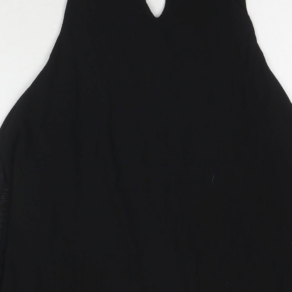 Mango Womens Black Viscose Basic Tank Size S Round Neck
