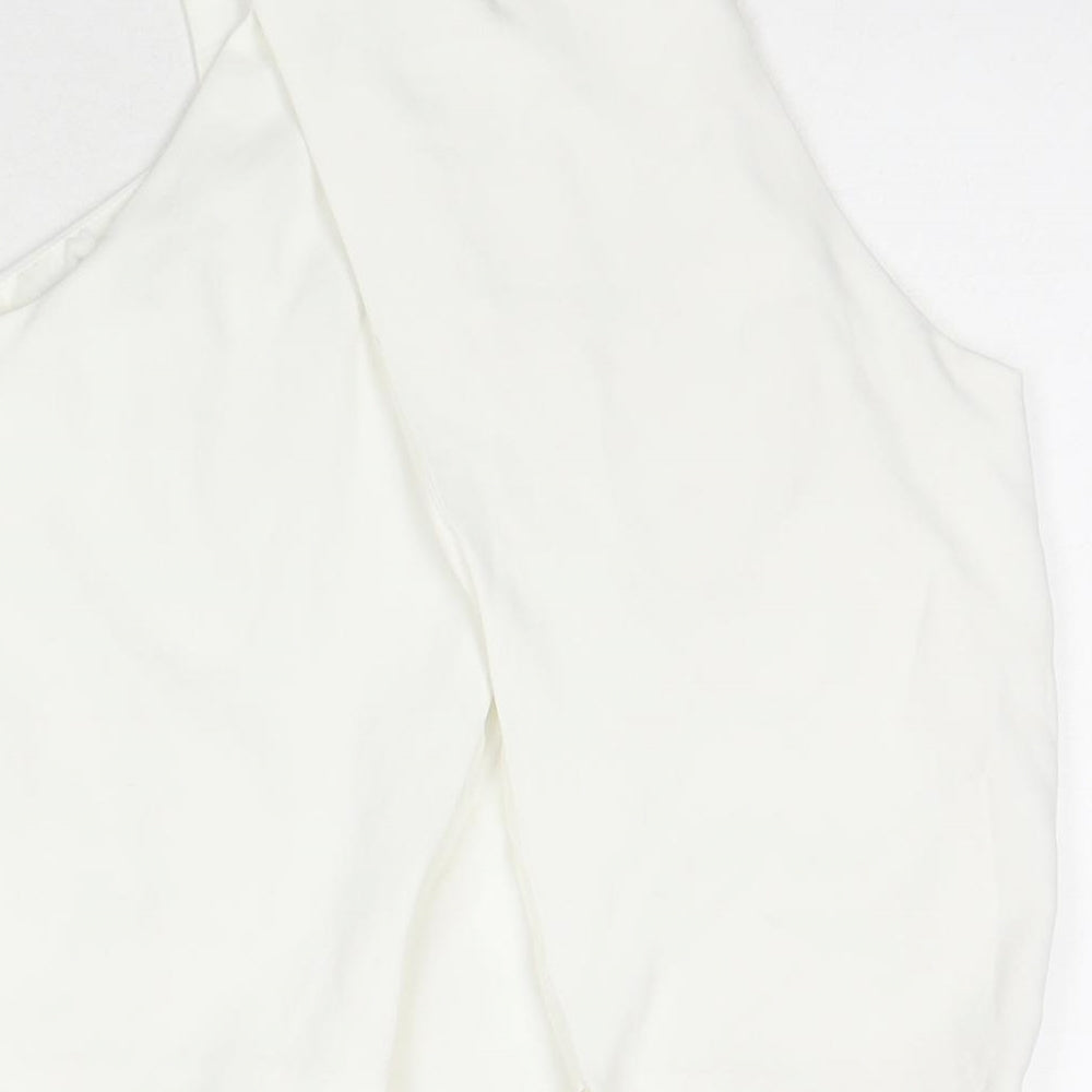Topshop Womens White Polyester Basic Tank Size 8 V-Neck