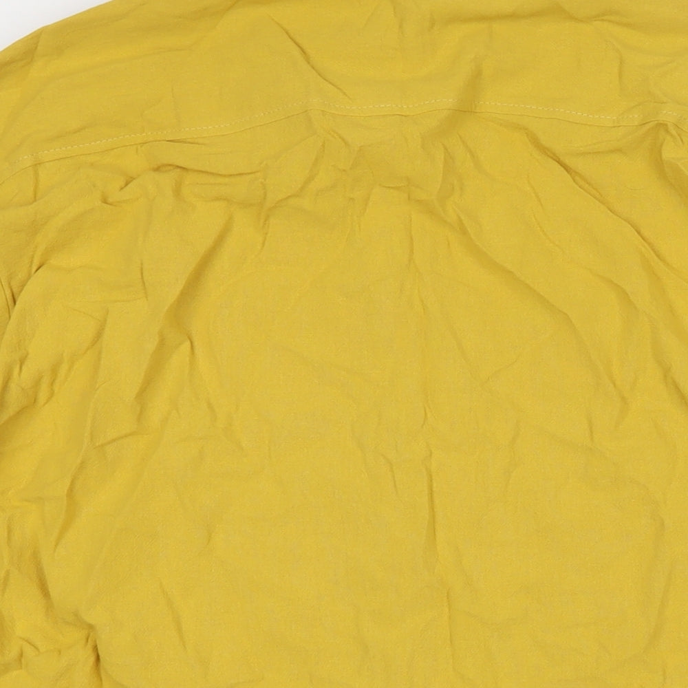 Ouku Womens Yellow Cotton Tunic Button-Up Size L Collared