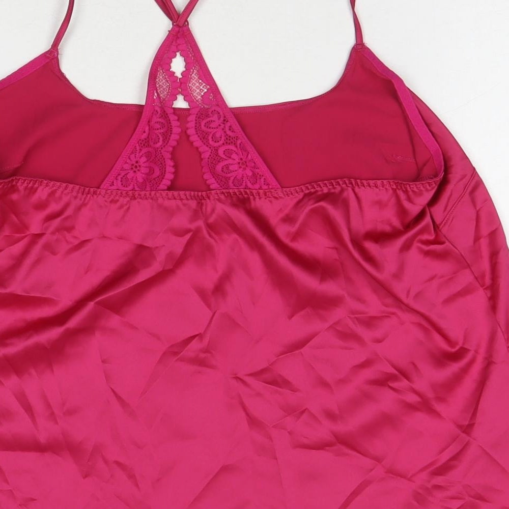 Marks & Spencer Womens Pink Polyester Basic Tank Size M Round Neck