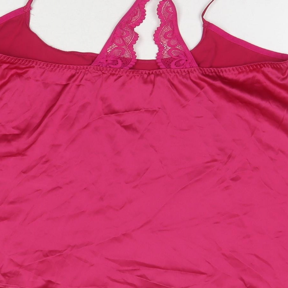 Marks & Spencer Womens Pink Solid Polyester Cami Pyjama Top Size M