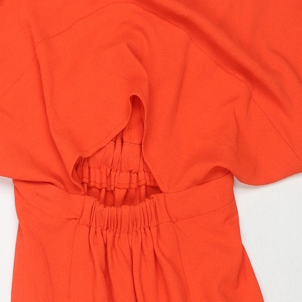 ASOS Womens Orange Polyester A-Line Size 8 V-Neck Pullover