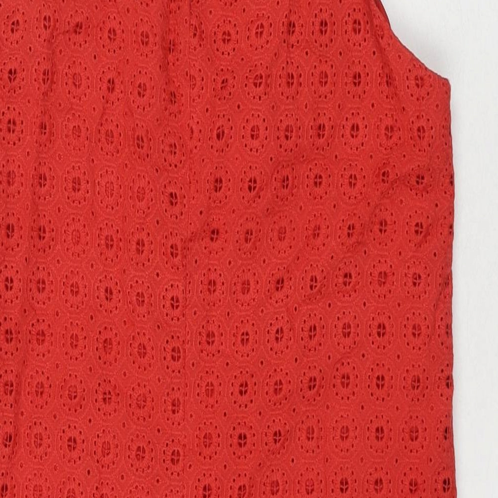 Zara Womens Red Cotton A-Line Size M Collared Zip