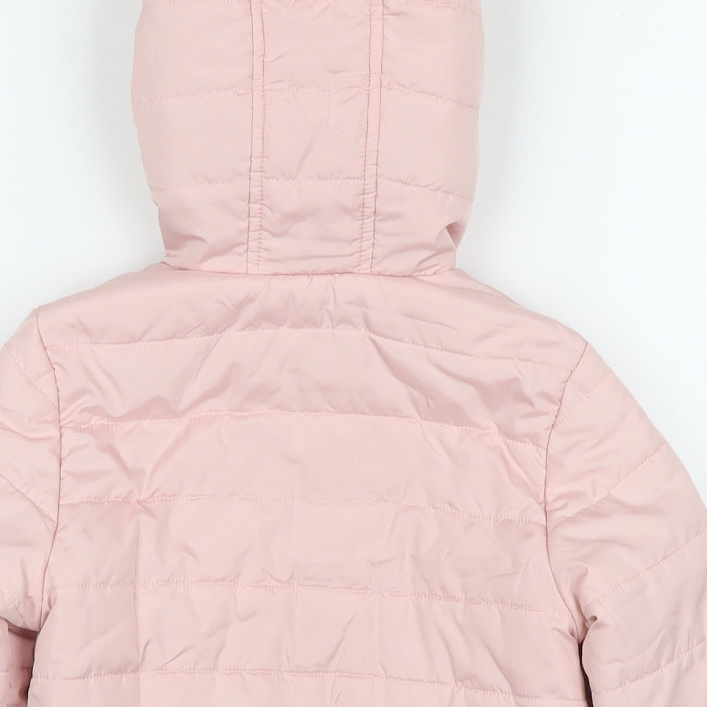 Marks & Spencer Girls Pink Puffer Jacket Jacket Size 6-7 Years Zip