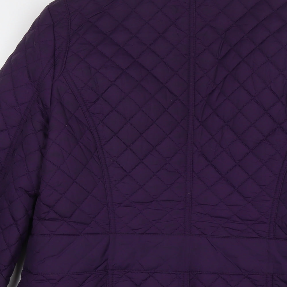 Debenhams Womens Purple Quilted Coat Size 14 Zip