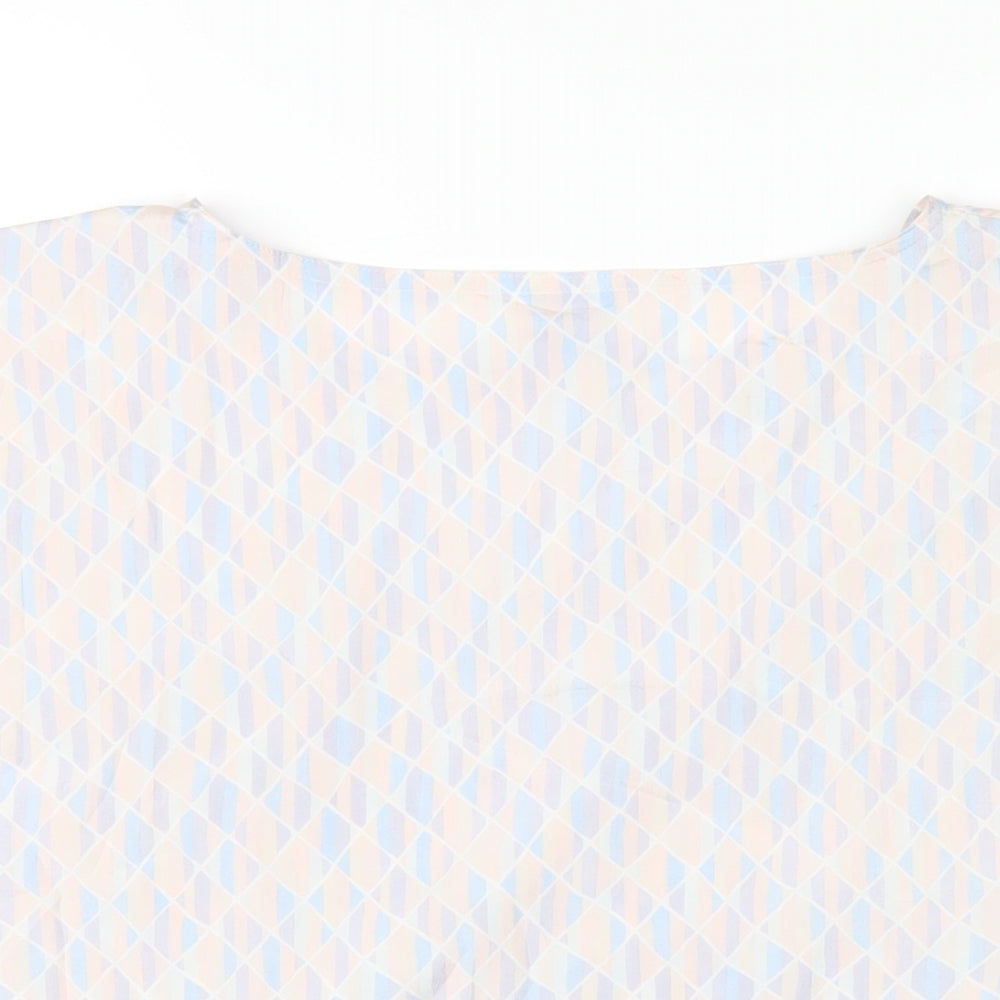 Wallis Womens Multicoloured Geometric Polyester Basic T-Shirt Size 14 Round Neck