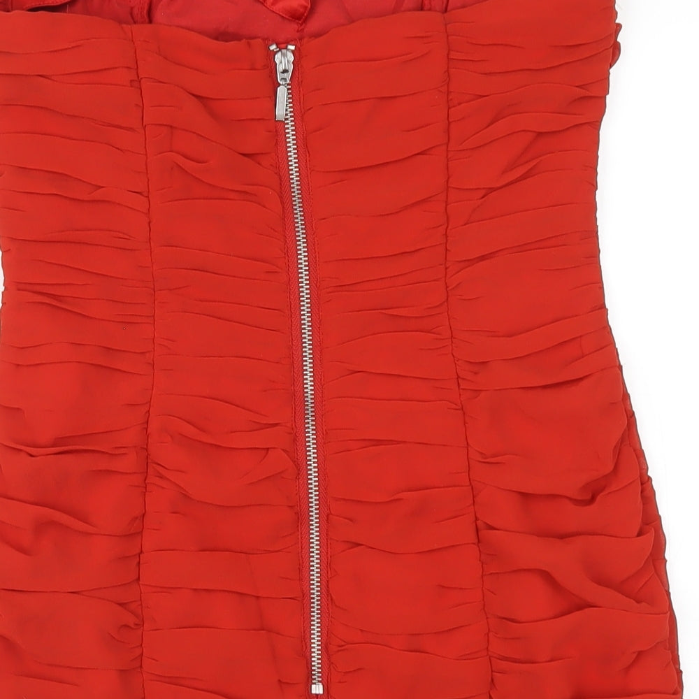 H&M Womens Orange Polyester Mini Size 10 Sweetheart Zip