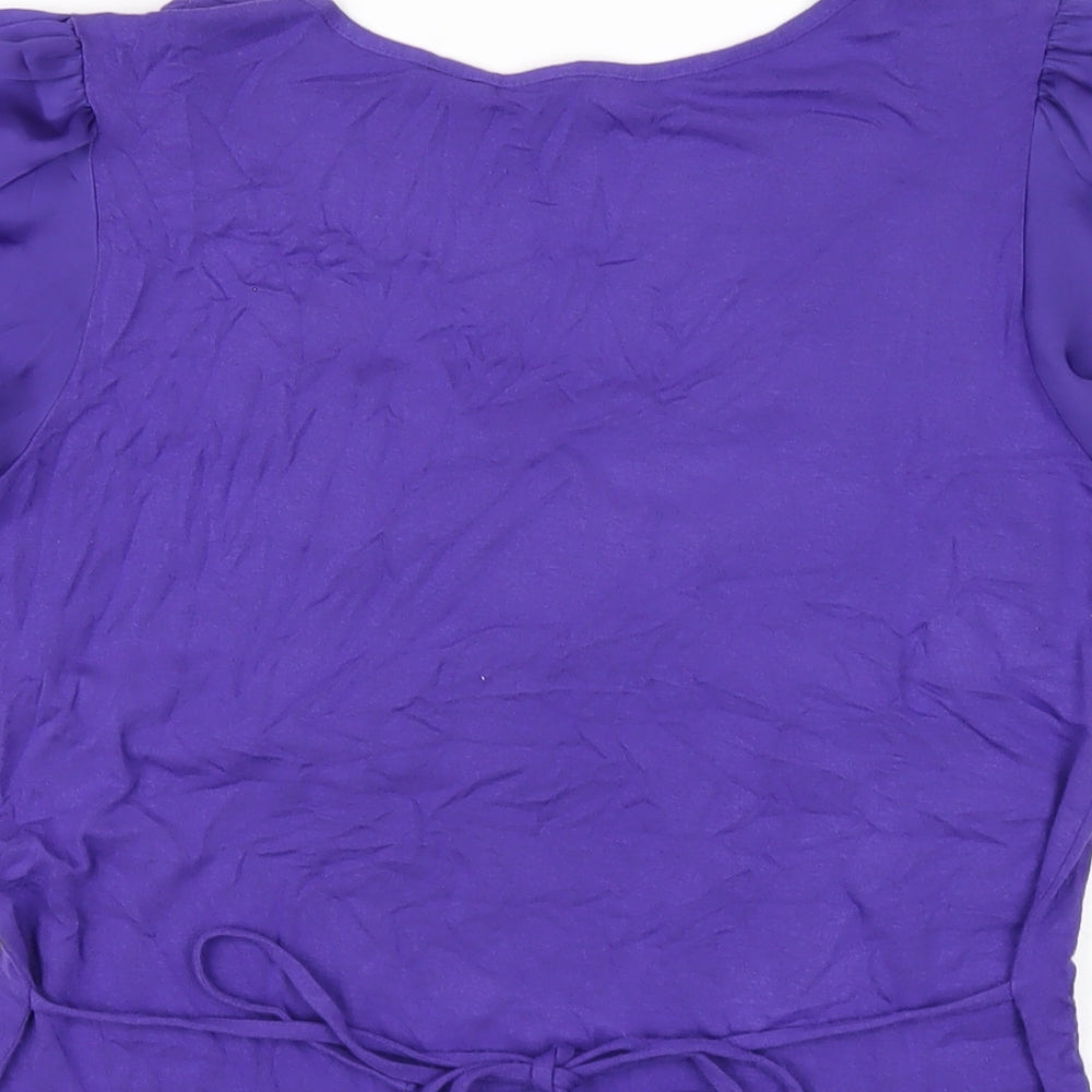 David Emanuel Womens Purple Viscose Basic T-Shirt Size 10 Scoop Neck