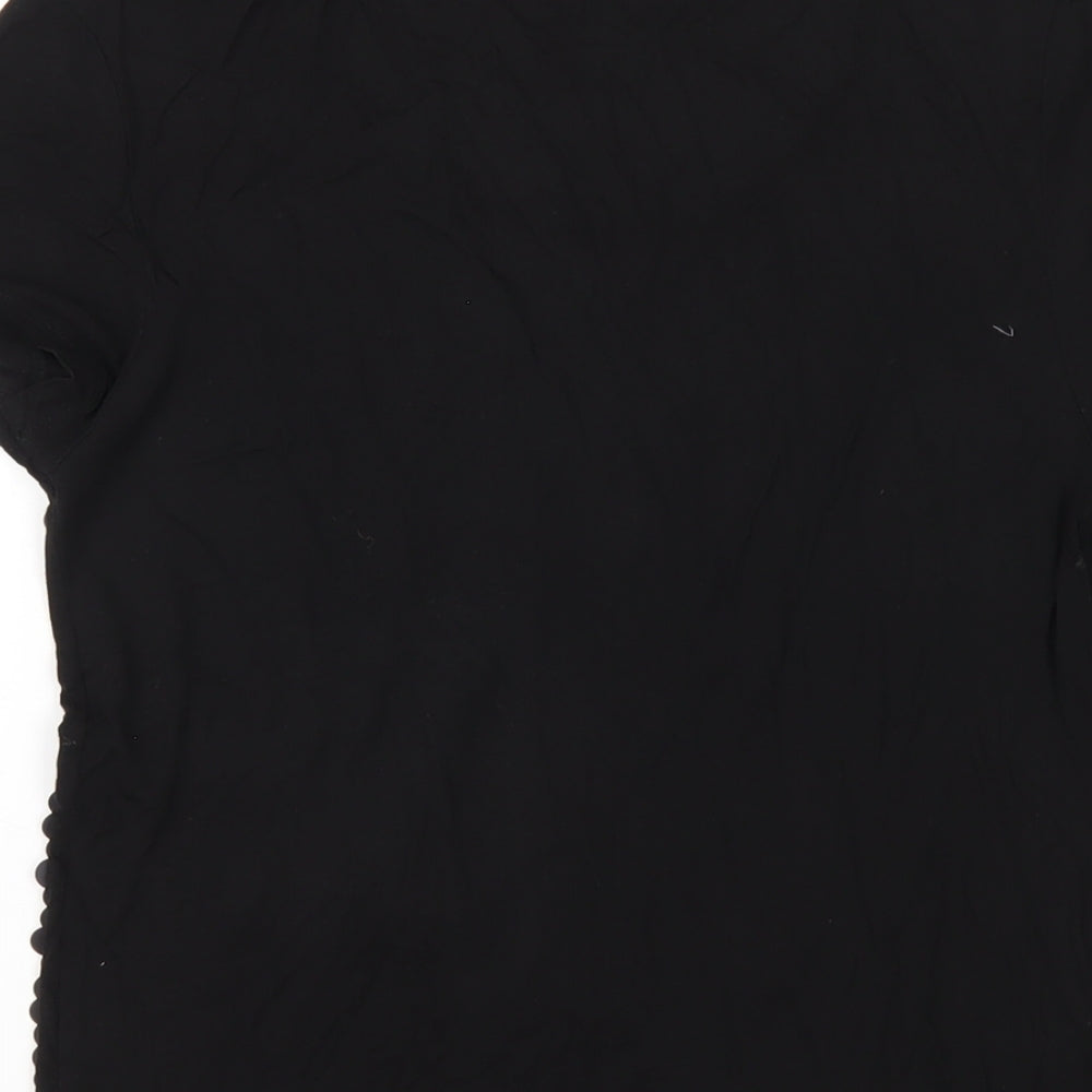 NEXT Womens Black Viscose Basic T-Shirt Size 10 Round Neck