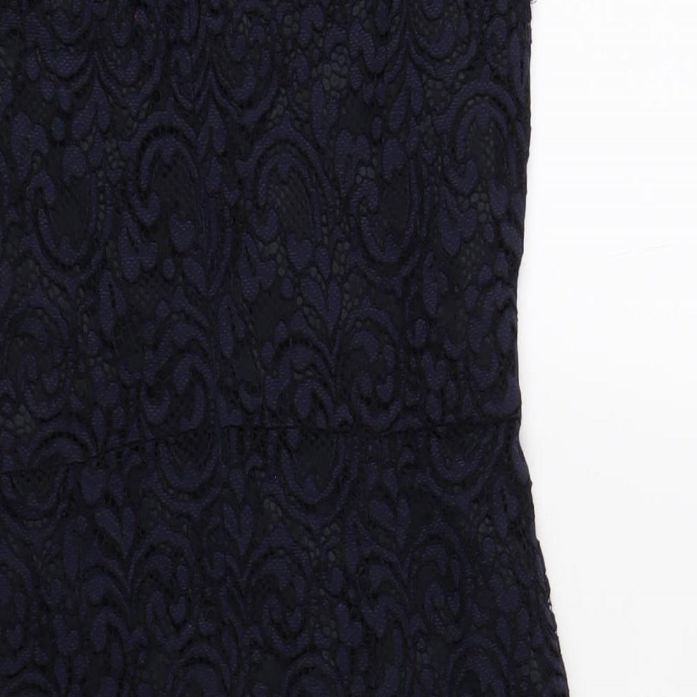 Phase Eight Womens Blue Polyamide A-Line Size 12 Round Neck Zip