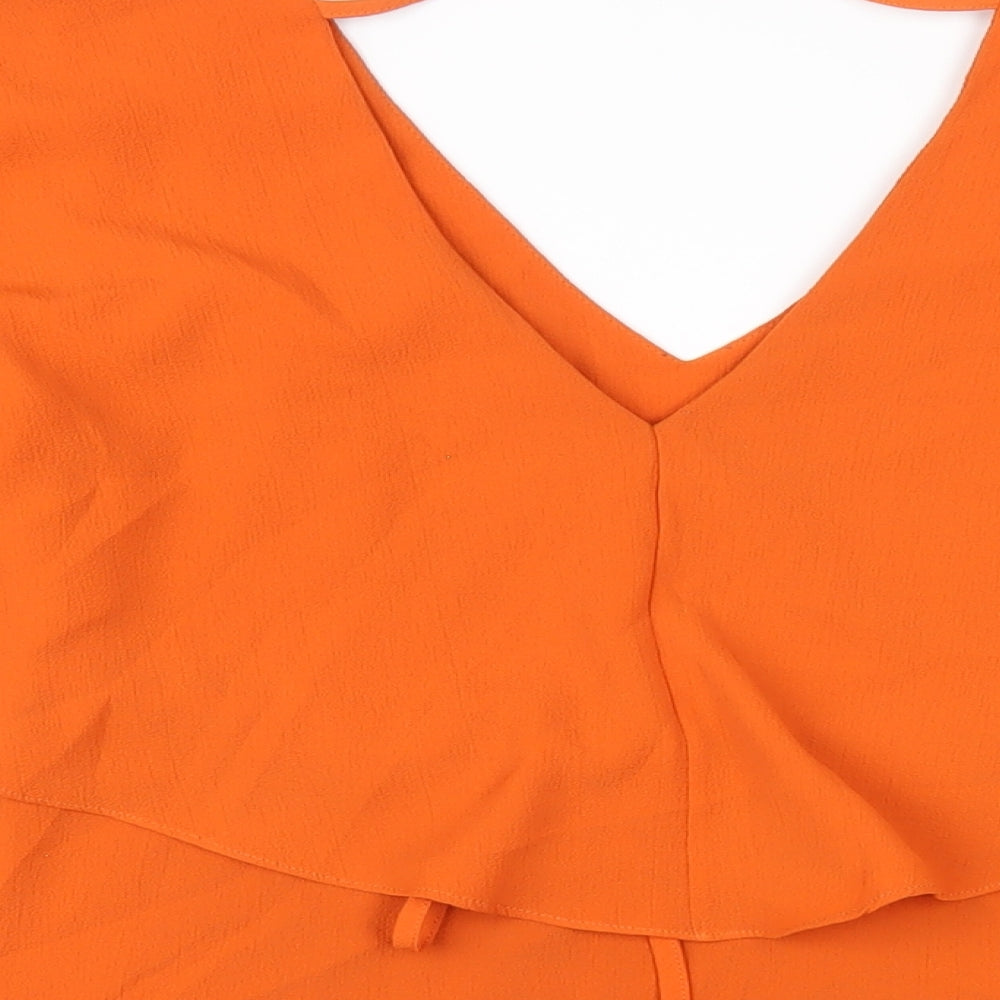 Julien Macdonald Womens Orange Polyester Basic Blouse Size 8 V-Neck