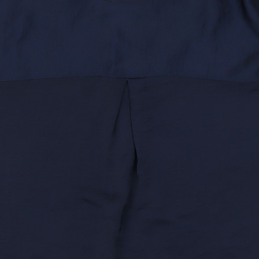 Marks & Spencer Womens Blue Polyester Basic Blouse Size 6 V-Neck