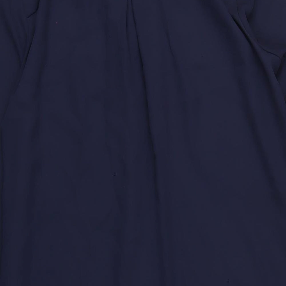 Roman Womens Blue Polyester A-Line Size 10 V-Neck Button