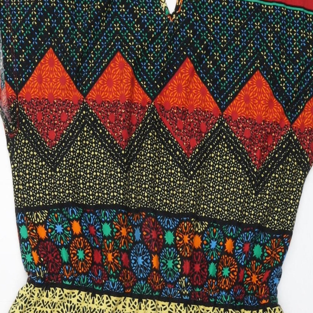VERO MODA Womens Multicoloured Geometric Cotton A-Line Size M Round Neck Pullover