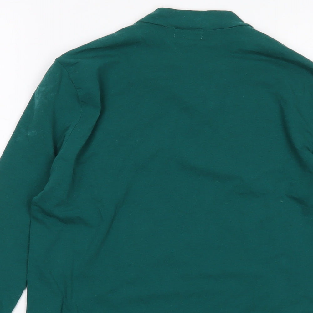 River Island Womens Green Cotton Basic T-Shirt Size 10 Mock Neck