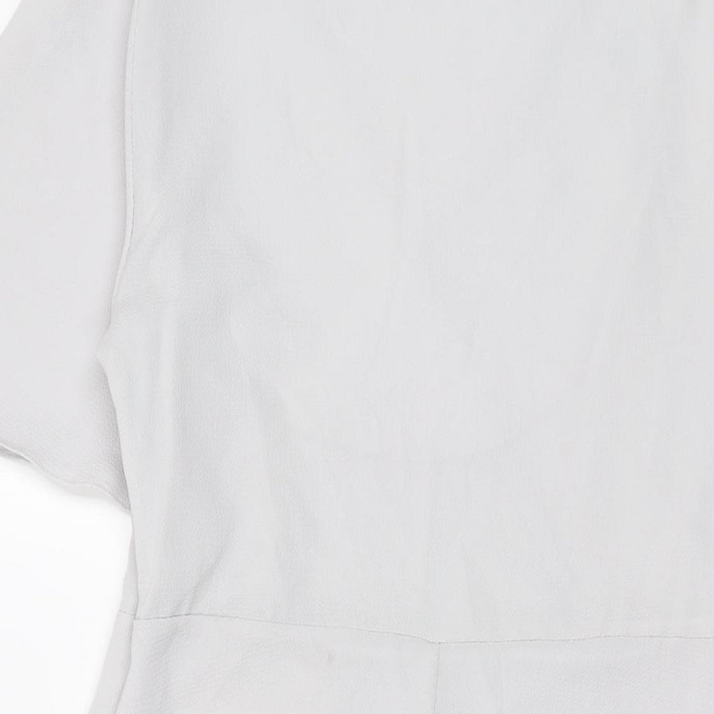 New Look Womens Grey Polyester A-Line Size 12 V-Neck Zip