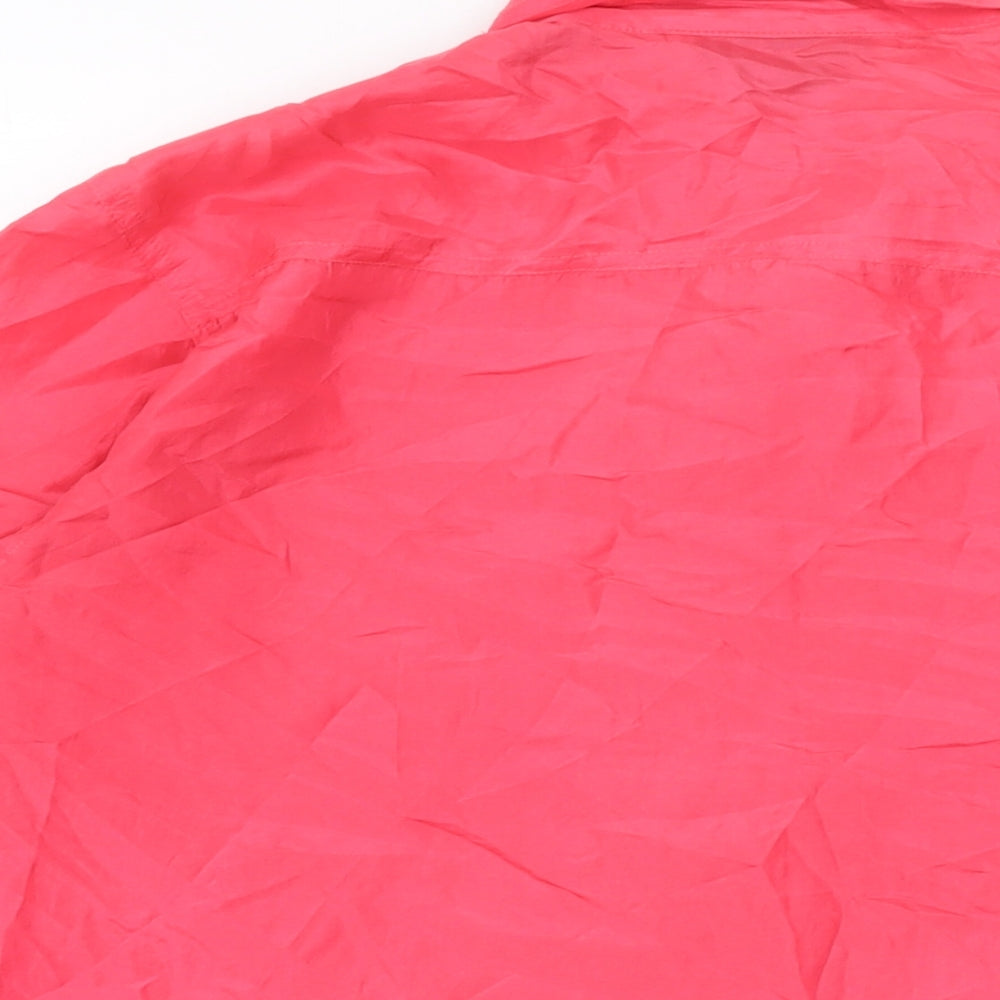 Debbie Morgan Womens Pink Silk Basic Button-Up Size M Collared